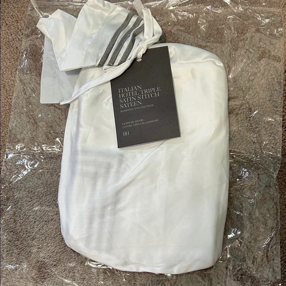 Restoration Hardware Italian Hotel Triple Satin stitch Lumbar Pillow Sham - New